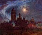 unknow artist The Bourg-de-Batz Church under the Moon painting